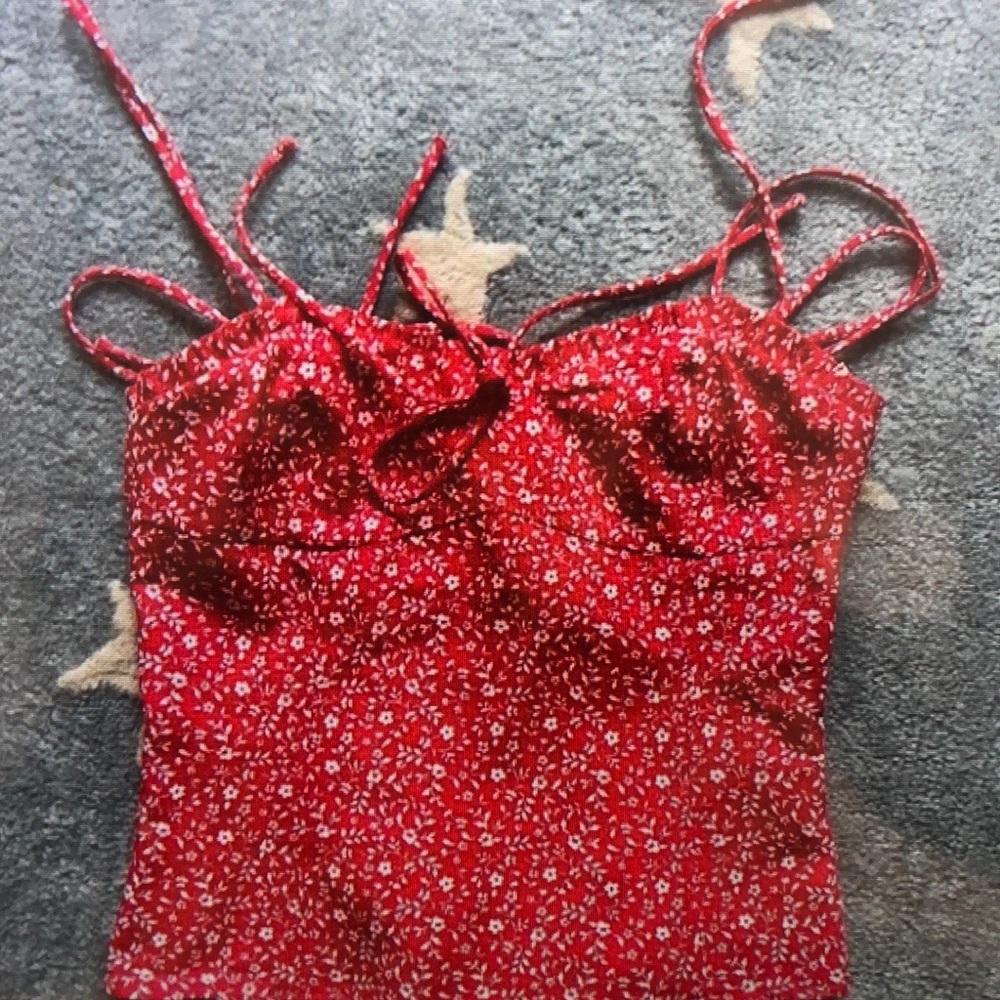 Floral Red Tank Top